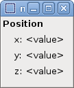 Simple widget displaying position values